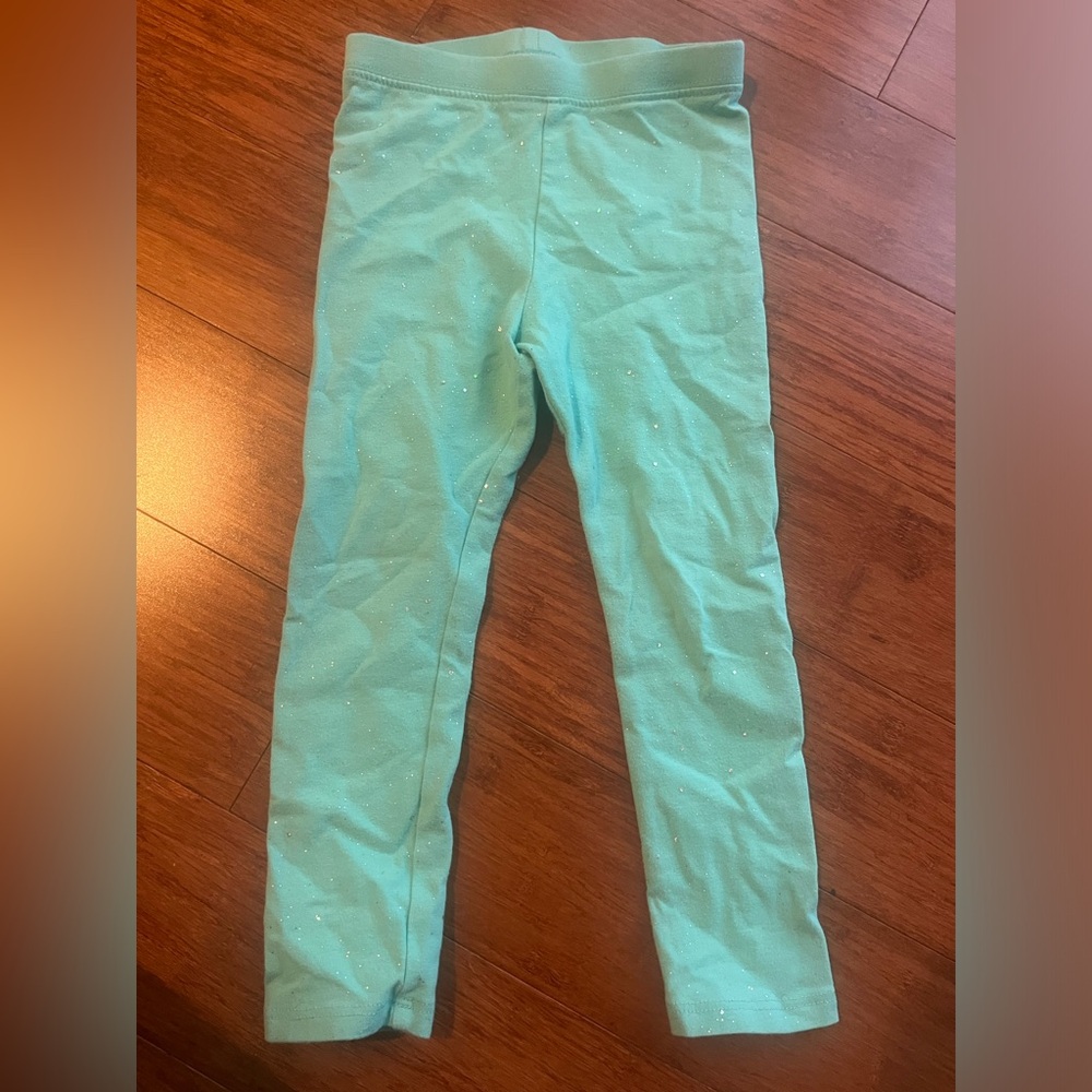 Cat & Jack 3T green sparkle leggings